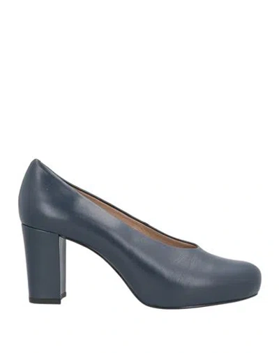 Unisa Woman Pumps Navy Size 10 Leather In Blue