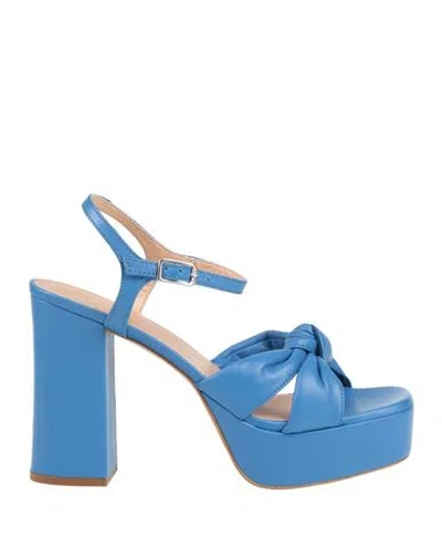 Unisa Woman Sandals Azure Size 8 Leather In Blue
