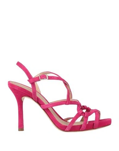 Unisa Woman Sandals Fuchsia Size 11 Leather In Pink