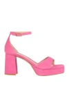 Unisa Woman Sandals Fuchsia Size 8 Leather In Pink