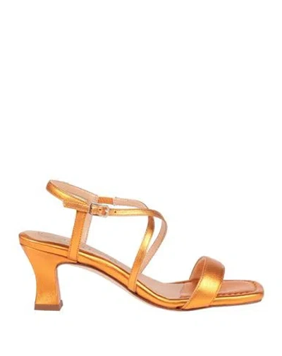 Unisa Woman Sandals Orange Size 8 Leather