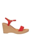 UNISA UNISA WOMAN SANDALS RED SIZE 8 LEATHER