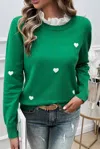 Unishe A Touch Of Lace Sweater In Green In Green