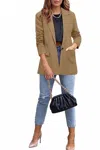 Unishe Chic Essentials Open Lapel Blazer In Beige In Brown