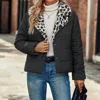Unishe Leopard Fleece Jacket Coat In Black In Black