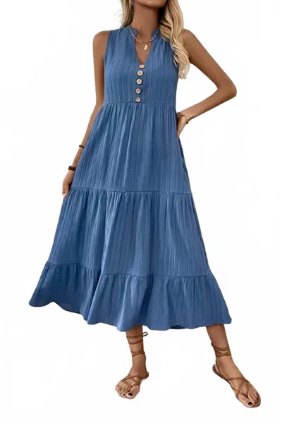 Unishe V Neck Maxi Dress In Blue