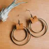 Unishe Vintage Bronze Hoop Leather Earrings In Gold In Gold