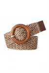 Unishe Woven Belt In Khaki In Gold