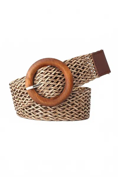 Unishe Woven Belt In Khaki In Gold