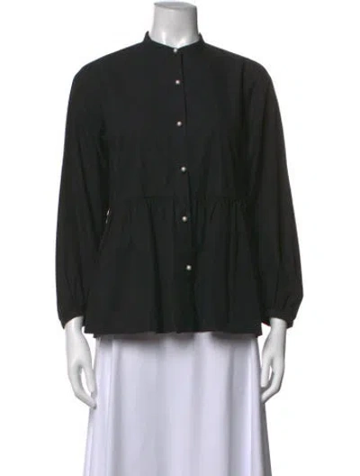 Pre-owned United Arrows Long Sleeve Button-up Top In Black