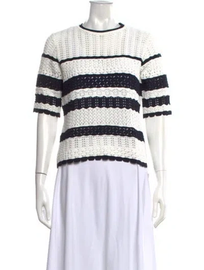 Pre-owned United Arrows Striped Crew Neck Sweater In White