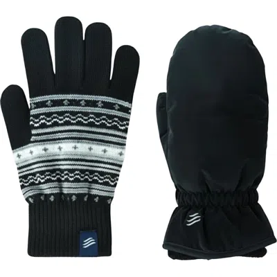 United By Blue The Extreme Weather 2-pack Waterproof Plush Lined Mitten And Knit Glove 2-pack In Black