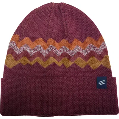 United By Blue The Merino Wool Mountain Scape Knit Beanie In Burgundy