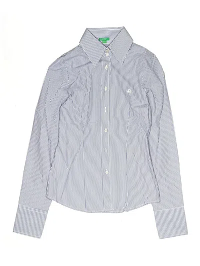 Pre-owned United Colors Of Benetton Kids'  Long Sleeve Button Down Shirt In Blue