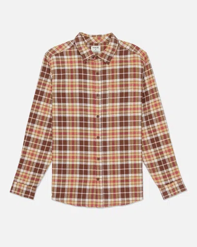 United Legwear Men's Portland Organic Flannel Long Sleeve In Hickory Brown