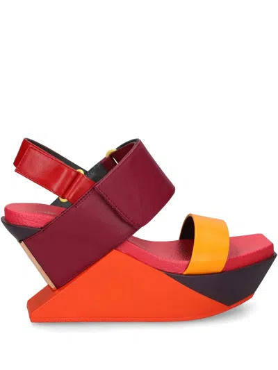 United Nude 100mm Delta Wedge Sandals In Red/yellow/orange