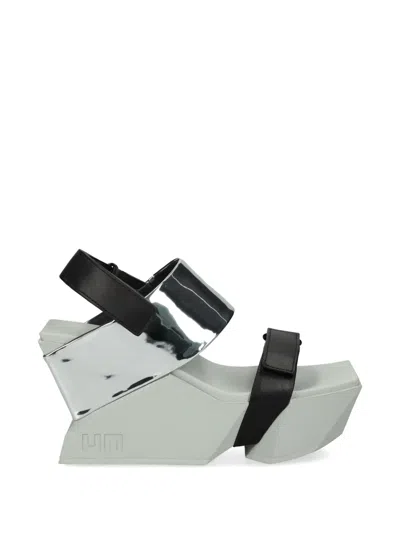 United Nude Brutt Metallic Touch-strap Sandals In Silver