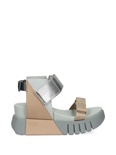 United Nude Delta Run Panelled Metallic Sandals In Silver