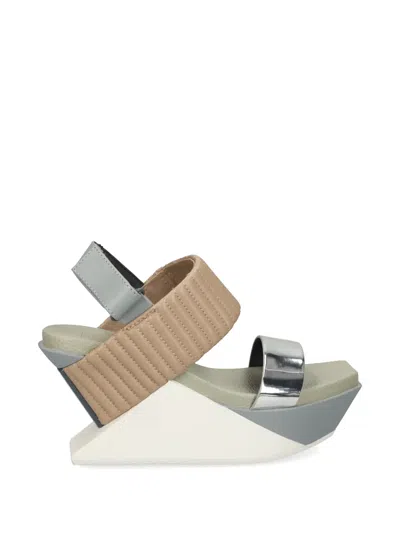 United Nude Delta Wedge Puffier Quilted Metallic Sandals In Multi