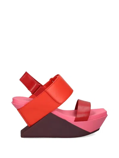 United Nude Delta Wedge Touch-strap Wedge Sandals In Red