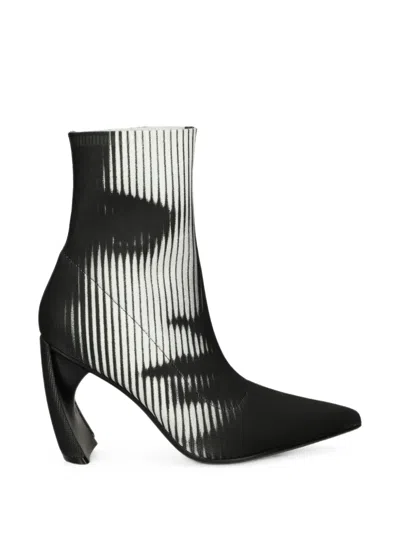 United Nude Graphic-print Pointed-toe Ankle Boots In Black