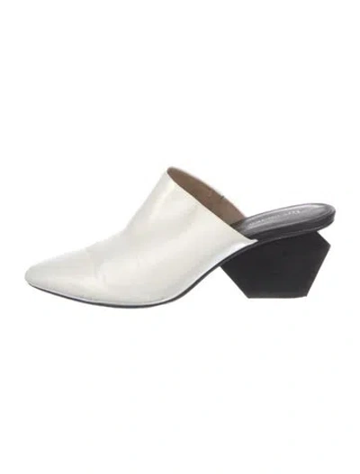 Pre-owned United Nude Leather Colorblock Pattern Mules In White