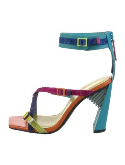 Pre-owned United Nude Leather Colorblock Pattern Sandals In Blue