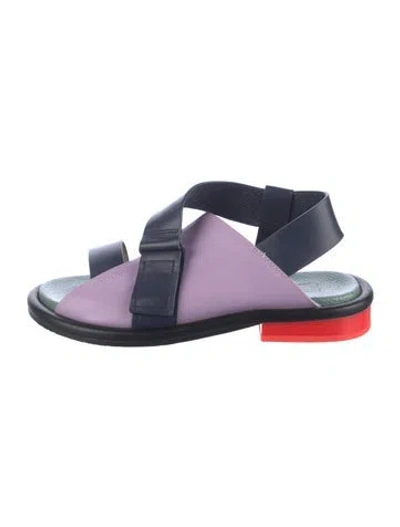 Pre-owned United Nude Leather Colorblock Pattern Slingback Sandals In Purple