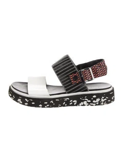 Pre-owned United Nude Leather Printed Slingback Sandals In Black