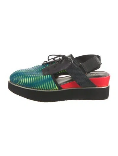 Pre-owned United Nude Leather Printed Sneakers In Green