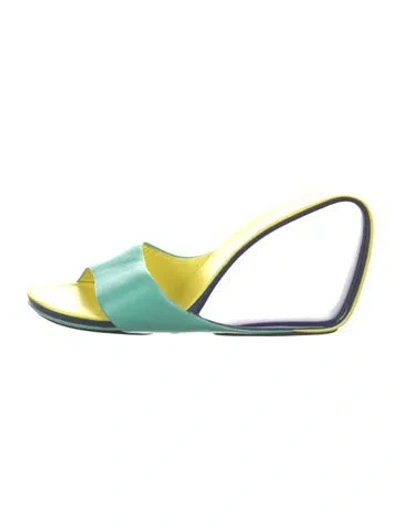 Pre-owned United Nude Leather Slides In Green