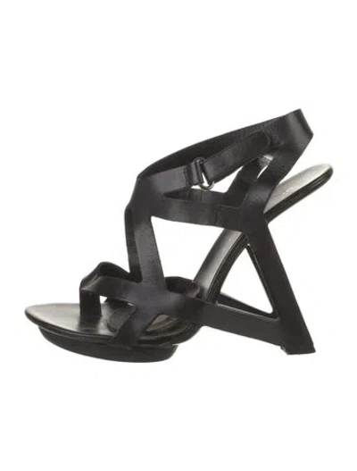 Pre-owned United Nude Leather Slingback Sandals In Black
