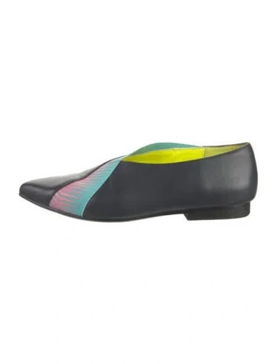 Pre-owned United Nude Leather Striped Ballet Flats In Blue