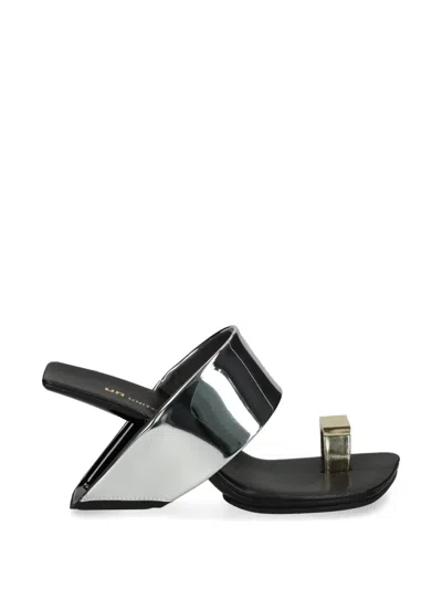 United Nude Loop Toe Hi Metallic-effect Toe-ring Sandals In Black