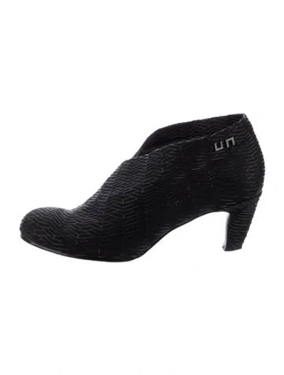 Pre-owned United Nude Neoprene Animal Print Lace-up Boots In Black