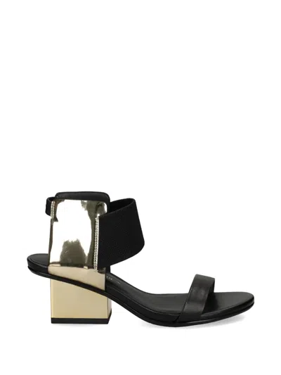United Nude Raila Mid Metallic-effect Block-heel Sandals In Black