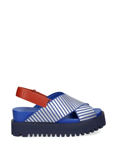 United Nude Rico X Sandal Striped Crossover-strap Sandals In Blue