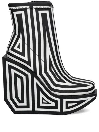 UNITED NUDE STRIPED-PRINT WEDGE ANKLE BOOT