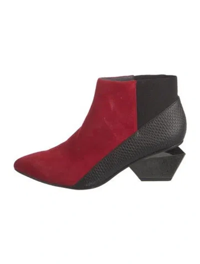 Pre-owned United Nude Suede Colorblock Pattern Boots In Red