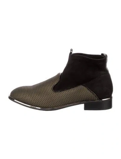 Pre-owned United Nude Suede Polka Dot Print Chelsea Boots In Black