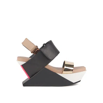 UNITED NUDE WOMEN'S WHITE / NEUTRALS / BLACK DELTA WEDGE SANDAL - CONNECT