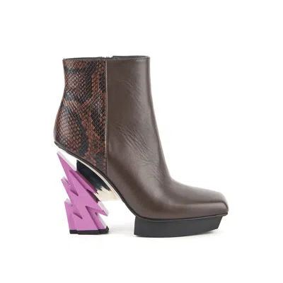 United Nude Women's Brown / Pink / Purple Glam Square Boot - Umber In Brown/pink/purple