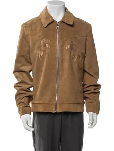 Pre-owned United Rivers Leather Graphic Print Jacket In Brown