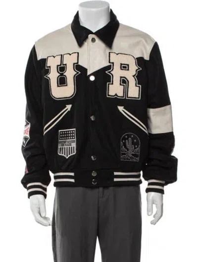 Pre-owned United Rivers Wool Graphic Print Varsity Jacket In Black