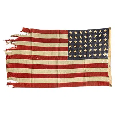 Pre-owned United States Navy D-day Flag, 1940s, One Of The First American Flags Flown On June 6th, 1944. In Brown
