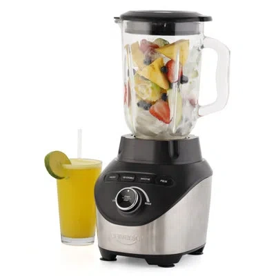 Universal 1500 Watt Turbo Elite Max Blender, 71oz - 9-cup / 2.1 Liter Glass Pitcher, 3 Speed Settings With Pow In Silver