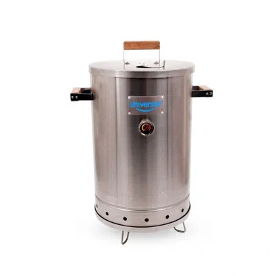 Universal 20-pound Stainless Steel (25-servings) Charcoal Barrel Smoker With Thermometer & Airlock System - 20