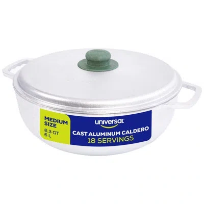 Universal Cast Aluminum Caldero, Round Dutch Oven, Rice Cooker In Silver
