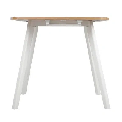 Universal Expert Abacus  32" To 47" Extendable Dining Table, 2 Drop Leaf Side Panels, Oak And White In Oak Wood