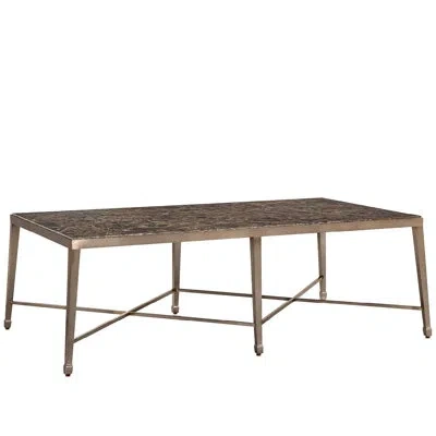 Universal Furniture Emperador 56" Wide Dark Emperador Natural Stone Top Dusty Bronze Base Cocktail Table In Brown